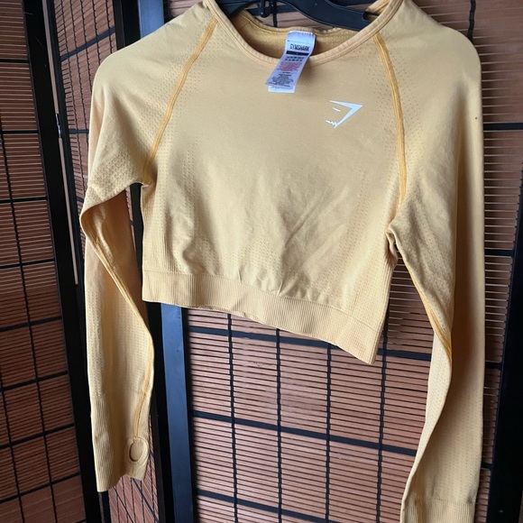 Gymshark Tops - Gymshark Mustard Long Sleeve Crop Top